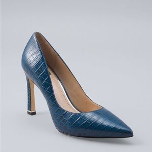 WHBM Leather Crocodile-Embossed Pumps